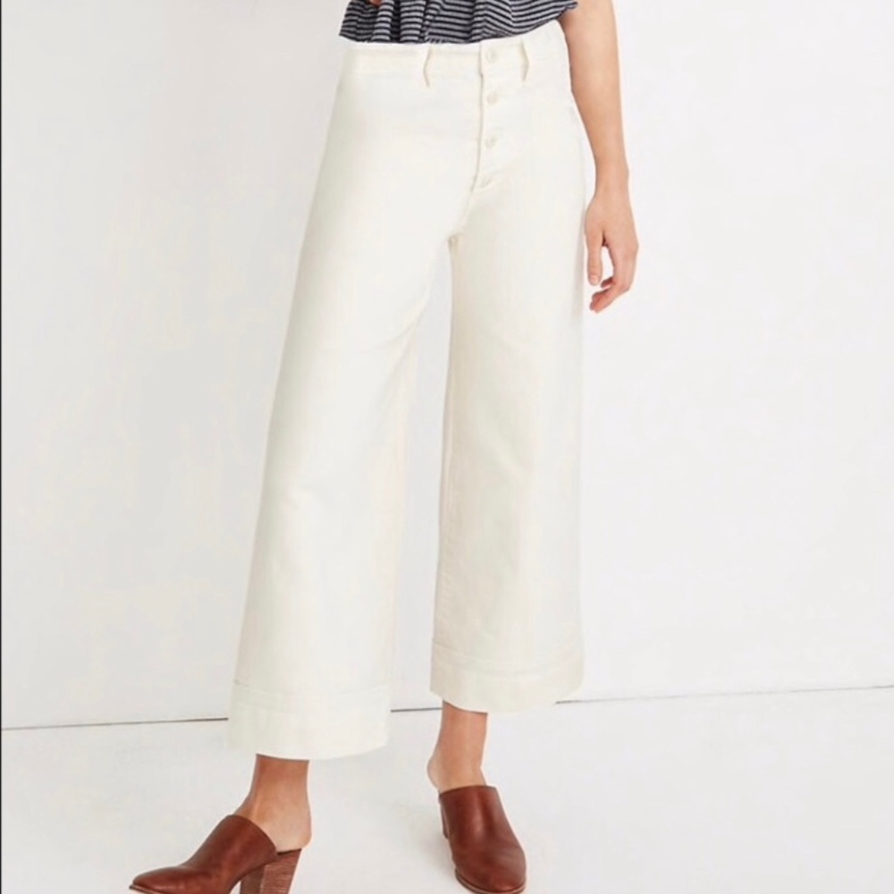 Madewell Emmett wide leg crop button pants 29